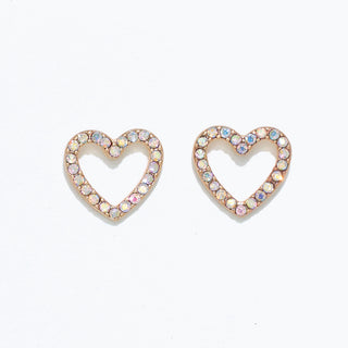 Gold Crystal Heart Earrings