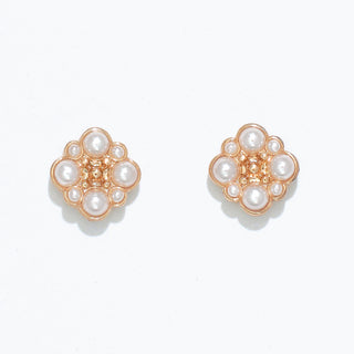 Gold Squares w Pearls Earrings