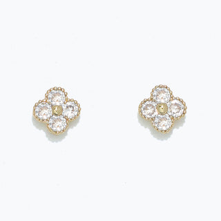 Gold Clover with Crystals Earrings