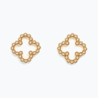 Gold Beaded Clovers Earrings
