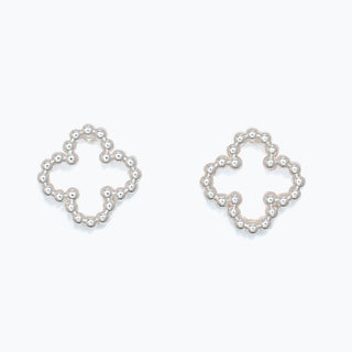 Silver Beaded Clover Earrings