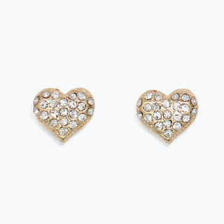 Gold Clear Crystal Heart Earrings
