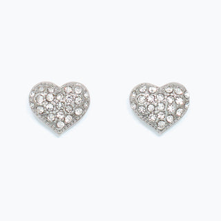 Silver Clear Crystal Heart Earrings
