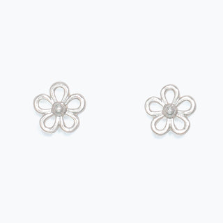 Delicate Open Silver Flower Earrings