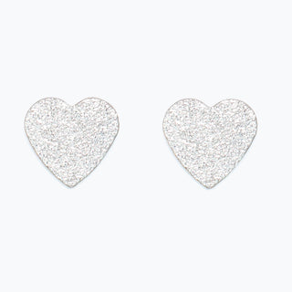 Textured Silver Heart Earrings