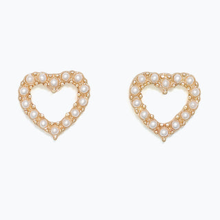 Open Pearl Heart Earrings