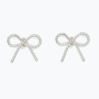 Silver Rope Bow Earrings