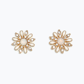 White Gold Opal + Crystal Winter Earrings