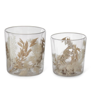 Dried Floral Filled Double Wall Glass Vase