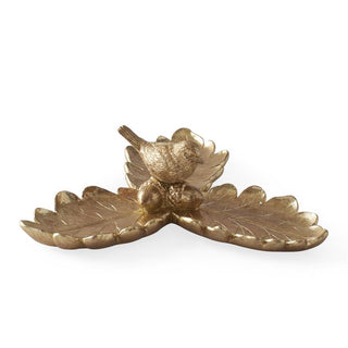 Gold Leaf Tray with Bird