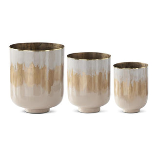 Cream and Gold Enameled Pots