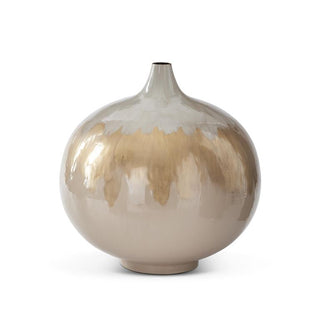 Cream and Gold Metal Vase