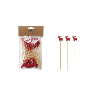 Bamboo Single Use Skewers with Moose Shaped Handles