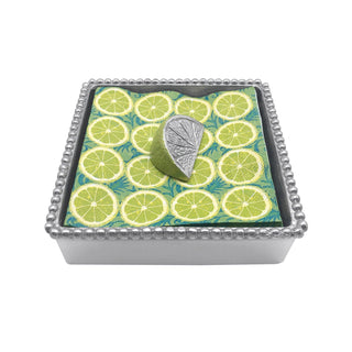 Green Lime Wedge Beaded Napkin Box Set