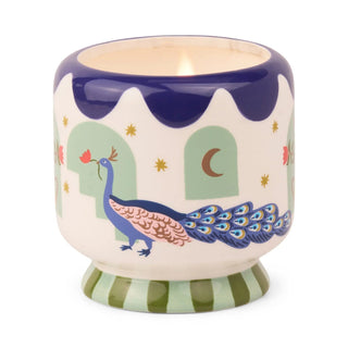Paddywax A Dopo Peacock hand-painted ceramic candle in Misted Lime