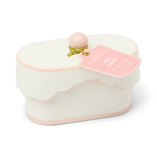 Paddywax Chérie ceramic candle in Yuzu Woods with pink scalloped lid