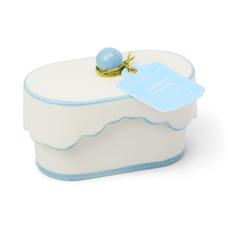 Paddywax Chérie ceramic candle in Lavender & Thyme with blue scalloped lid