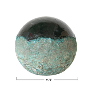 Coarse Terra-cotta Reactive Glaze Ball with Volcano Finish