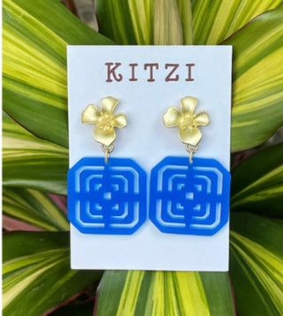 Kitzi Acrylic Greek Key Drop Earrings