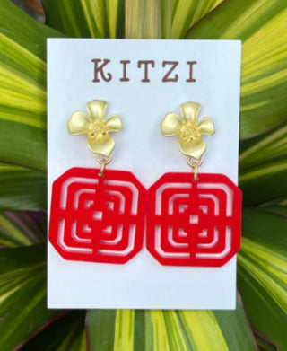 Kitzi Acrylic Greek Key Drop Earrings