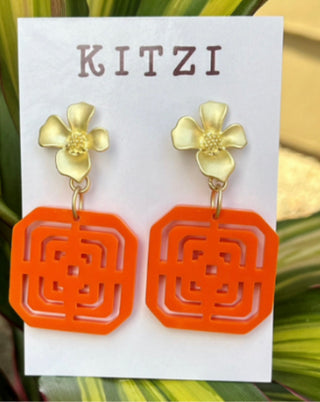 Kitzi Acrylic Greek Key Drop Earrings