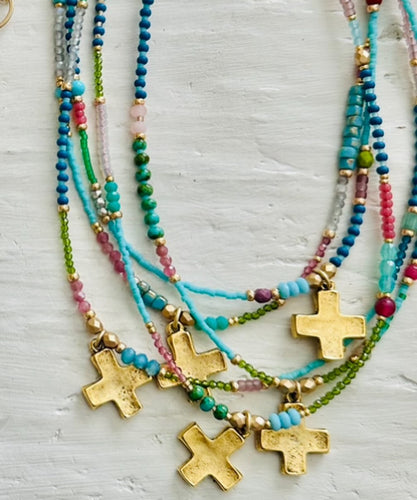 Multicolor Cross Necklace