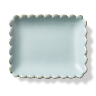 Scallop Rectangle Trinket Dish - Light Blue