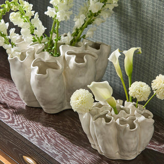 Banyan White Ceramic Vases