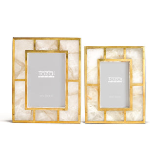 Brass White Quartz Photo Frame