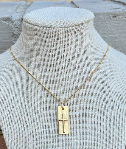 Cross Necklace with Thin Dot Chain