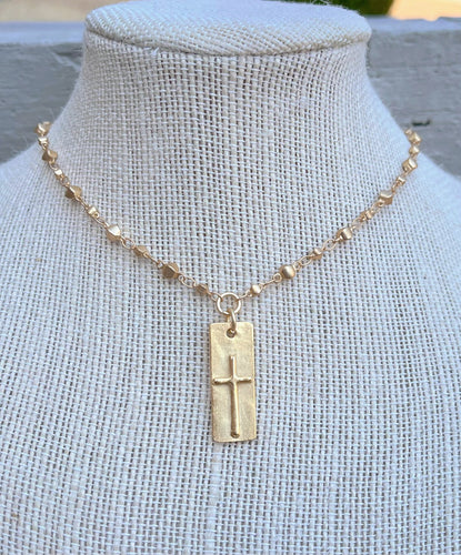 Cross Necklace with Thick Dot Chain