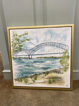 Gold Leaf Framed "Memphis Skyline" Painting