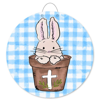 Bunny in Cross Pot Door Hanger