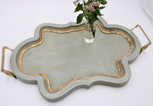 Wood Tray with Antique Gold Trim
