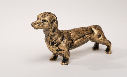 Gold Cast Iron Dachschund