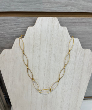 Gold Flat Oval Chain Necklace 18"