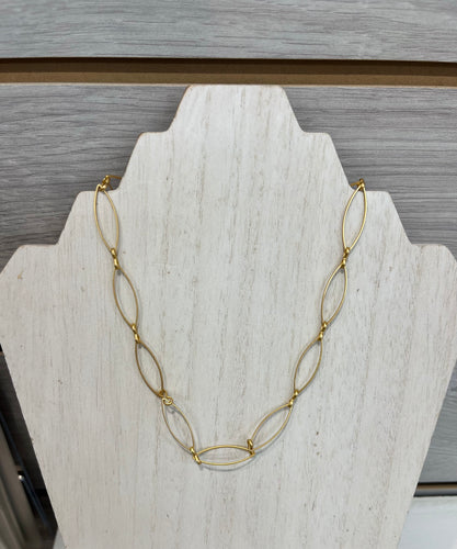 Gold Flat Oval Chain Necklace 18