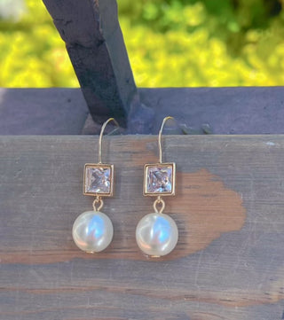 Robin Pearl CZ Drop Earrings