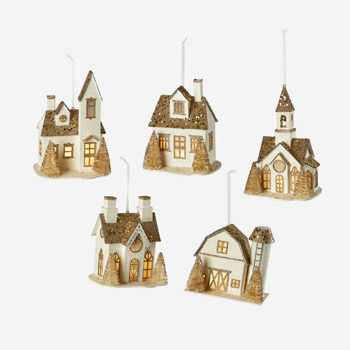 Lighted Glittered Village