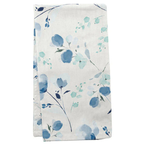 Linen Blend Tea Towel - Blue Floral