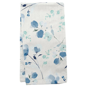 Linen Blend Tea Towel - Blue Floral