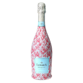 Grandmillennial Pink Floral Prosecco Bottle Wrap by Beau Bottles