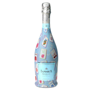 Pastel Blue Mahjong Prosecco Bottle Wrap by Beau Bottles