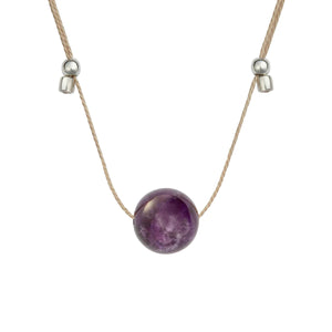 Crystal Ball Silk Slider Gemstone Necklace