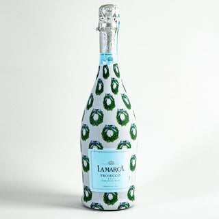 WH Hostess Boxwood Wreaths Prosecco Bottle Wrap by Beau Bottles