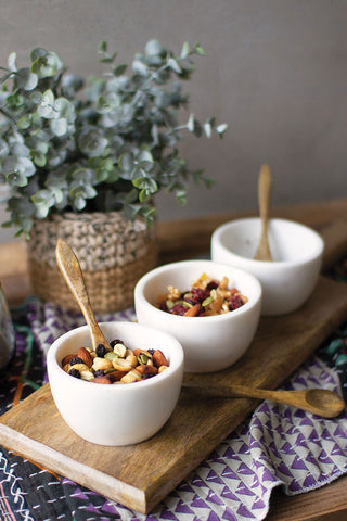 White Stone Serving Bowl Set