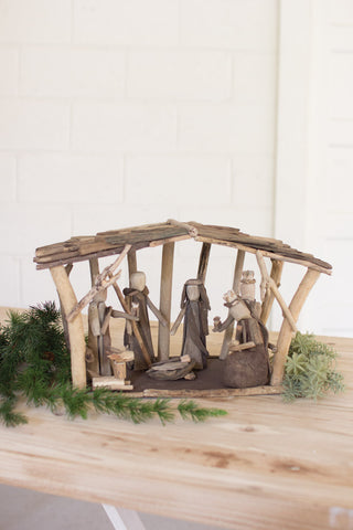 Small Driftwood Nativity Set