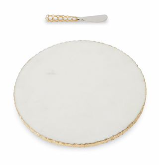 Circle Gold Edge Marble Cheese Set