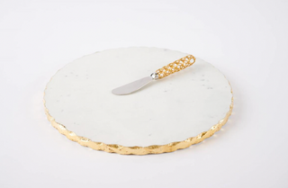 Circle Gold Edge Marble Cheese Set