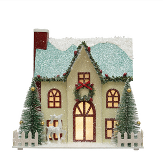 Paper House with Bottle Brush Trees and Deer